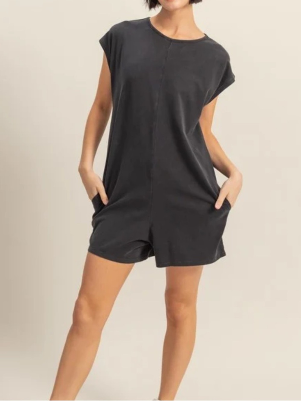 Zsupply Sleeveless Breezy Romper shirt in black size M organic cotton *read